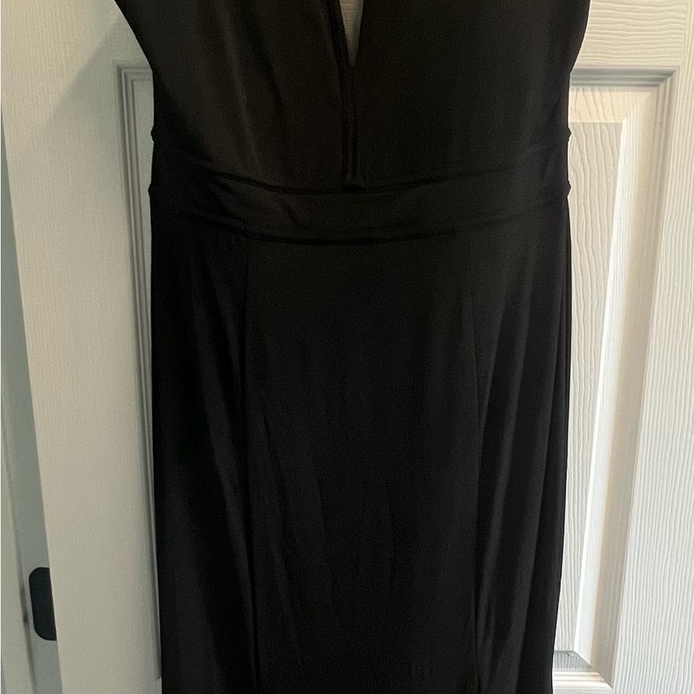 Night Way Collections Black Sheath Dress Plunge Neckline Sleeveless